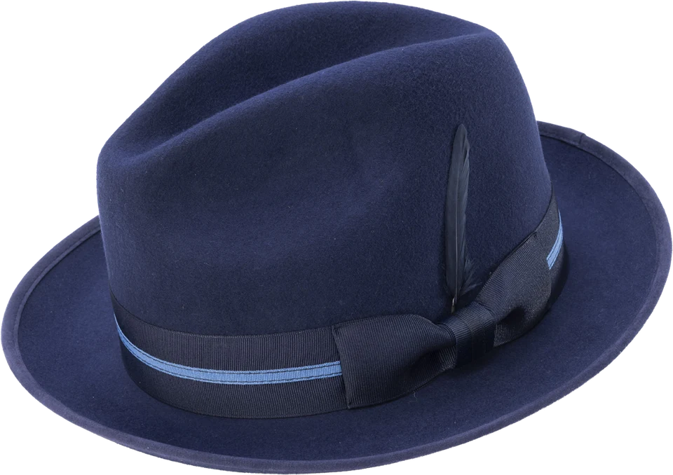 Navy fedora from the Fall Winter 2026 collection