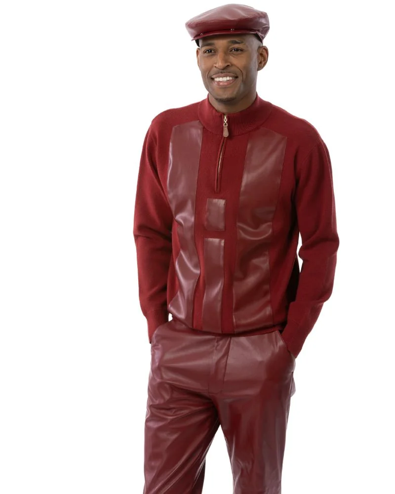 Wine faux-leather Fall Winter 2026 sweater